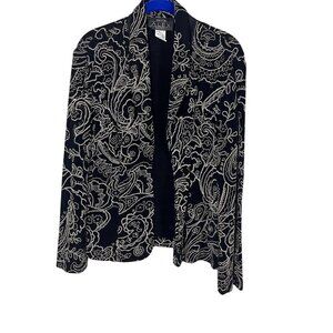 Retro Floral Embroidery Jacket PL Black Old Money Classic Preppy Boho Western